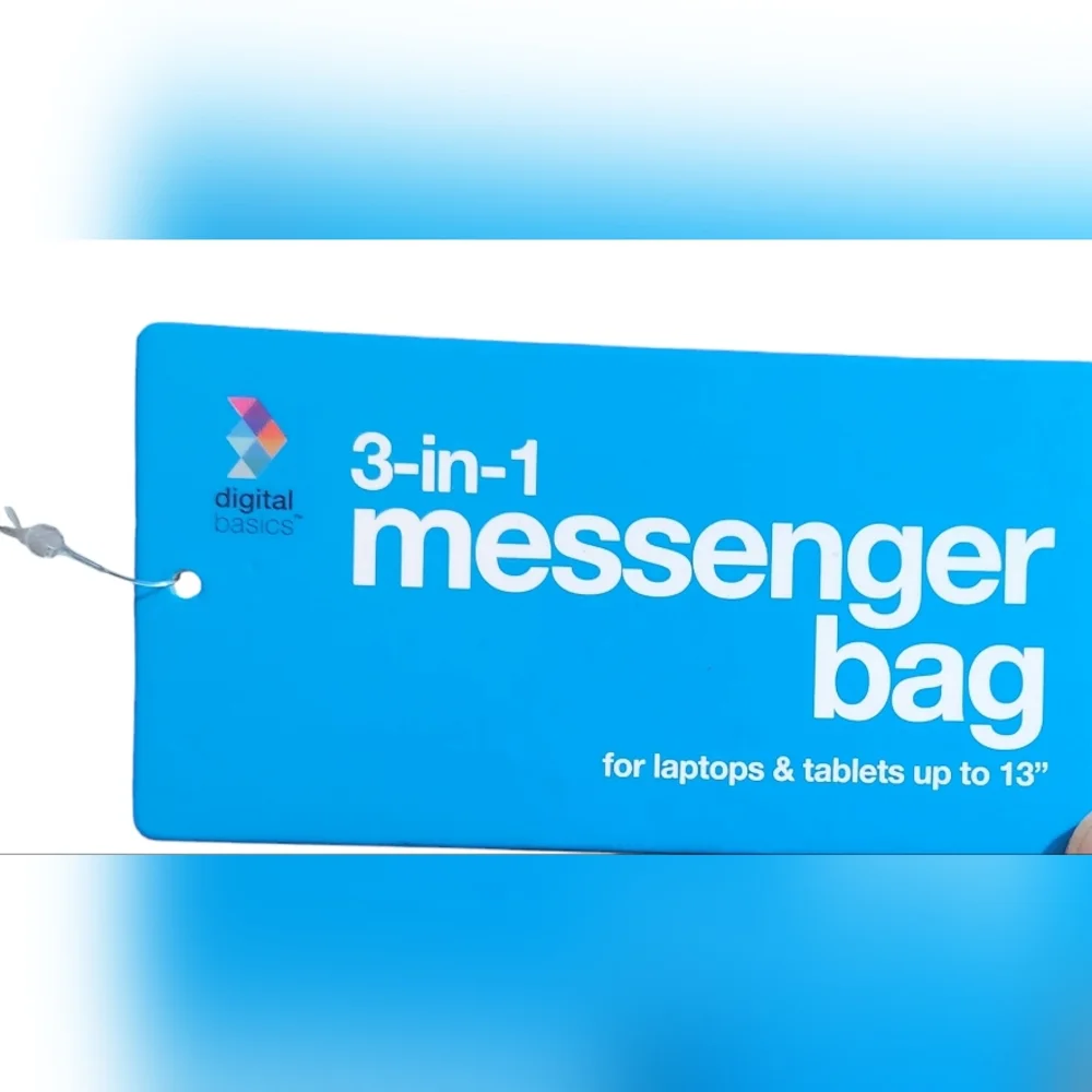 NWOT Black 3-in-1 Messenger Bag up to 13" Wide x 10" Length Tablets with Straps - Picture 6 of 7